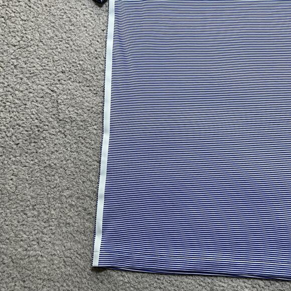 G Fore Polo Shirt Mens Large Blue Stripe Performance Stretch Golf Button - Picture 8 of 12